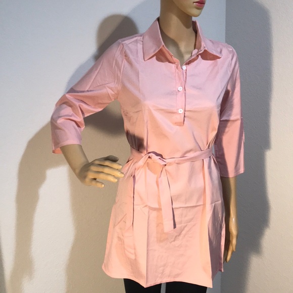 👠 New Vintage Style Tunic Shirt Dress Pink Button - Picture 2 of 4